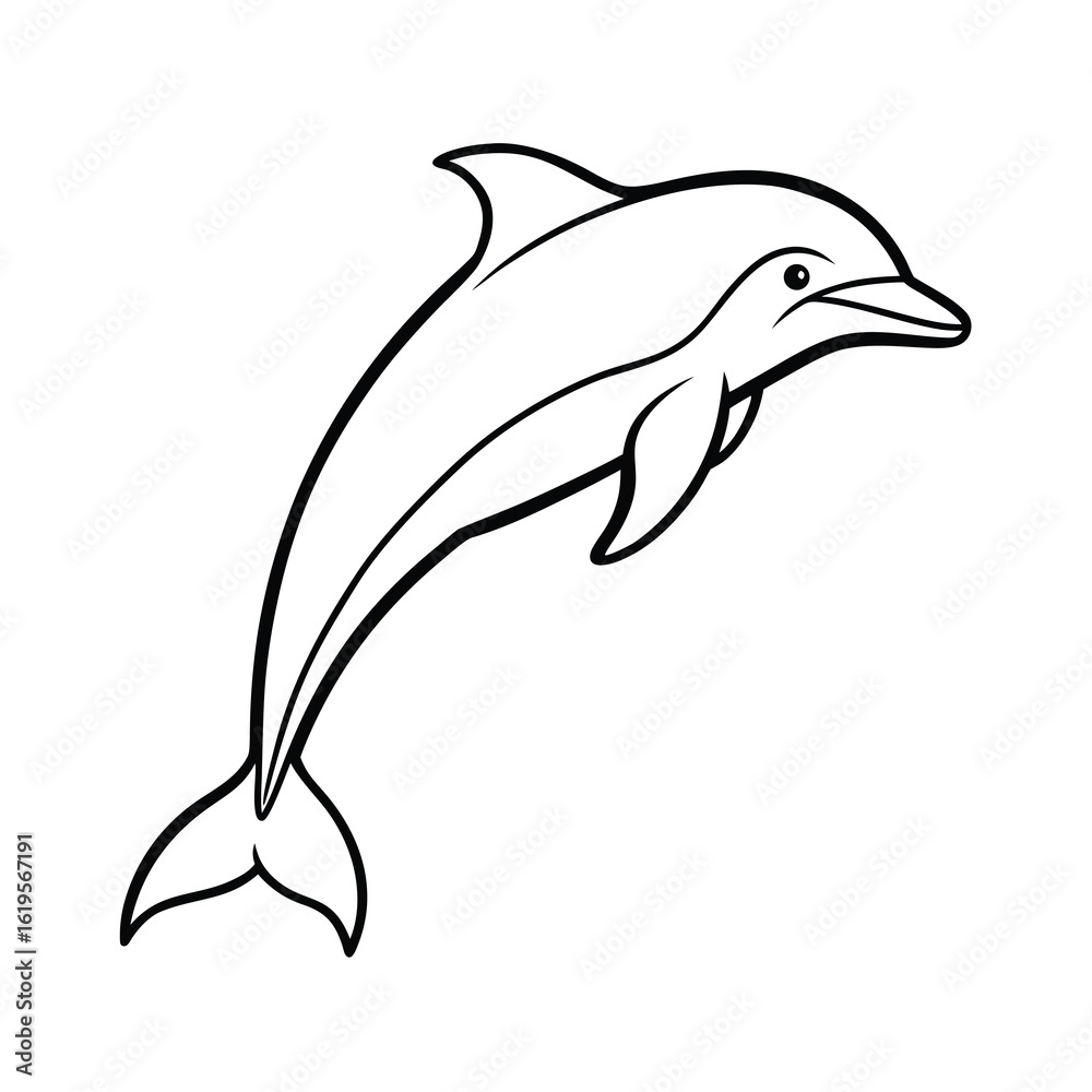 Fototapeta premium jumping dolphin outline drawing