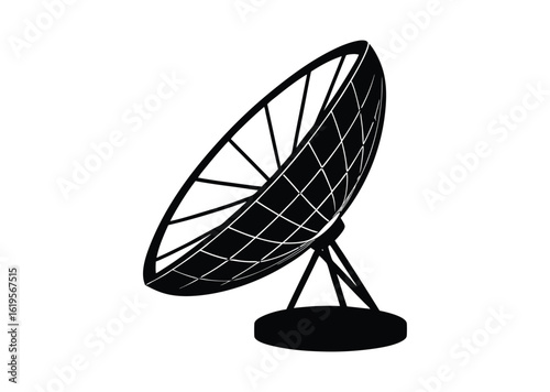 Satellite dish antenna silhouette black vector white background