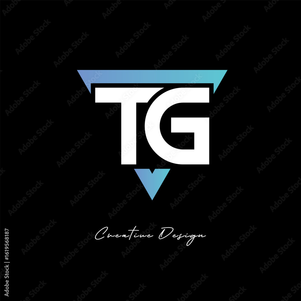 Fototapeta premium TG Letter Logo in Triangle -Modern Gradient Monogram for Branding & Identity Design