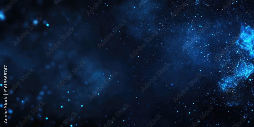 Naklejka premium Deep space nebula, vibrant blue particles