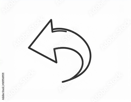 Free Download Arrow Left / Reply Icon – Minimalist Outline Vector, White Background, No Shadows - GFXLoad