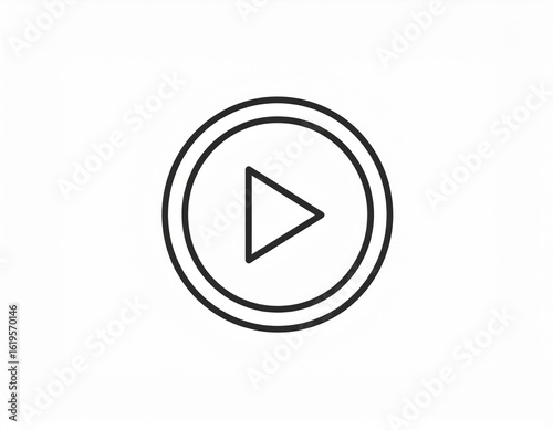 Free Download Play Sign Icon – Minimalist Outline Vector, White Background, No Shadows - GFXLoad