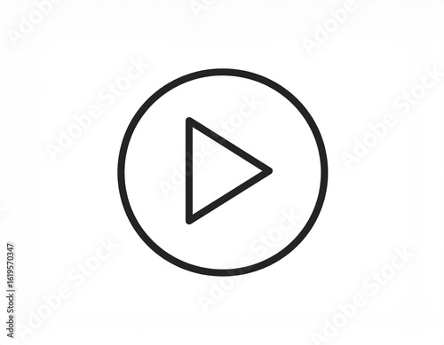 Free Download Play Sign Icon – Minimalist Outline Vector, White Background, No Shadows - GFXLoad
