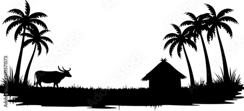 Village Life Silhouettes – Family Moments in Nature"