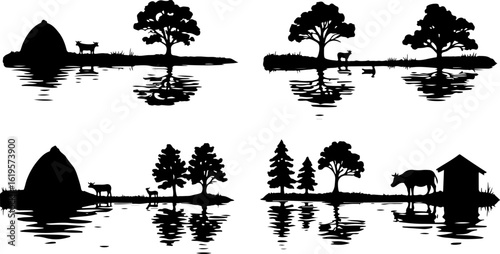 Village Life Silhouettes – Family Moments in Nature"