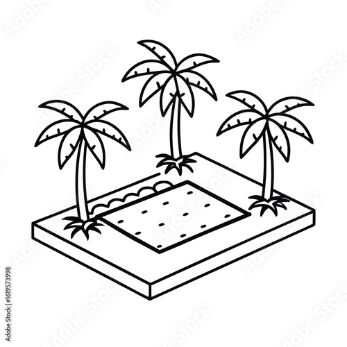 tropical pool oasis with palm trees