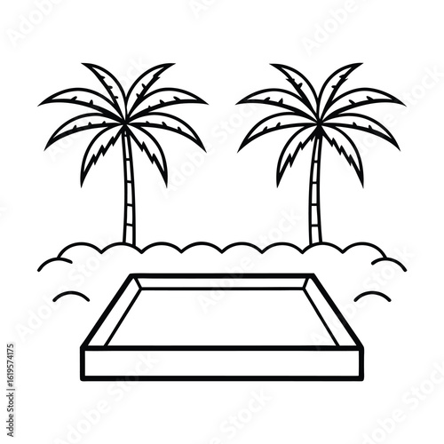 tropical pool oasis with palm trees