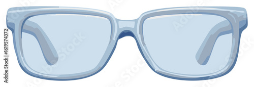 Modern rectangular reading glasses with translucent blue frames and clear lenses vector graphic