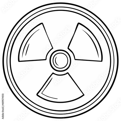 Radioactive symbol graphic, stylized hazard sign in circle