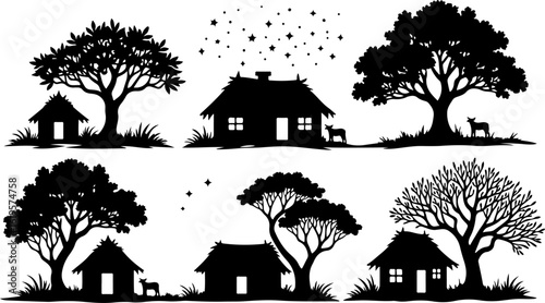 Village Life Silhouettes – Family Moments in Nature"