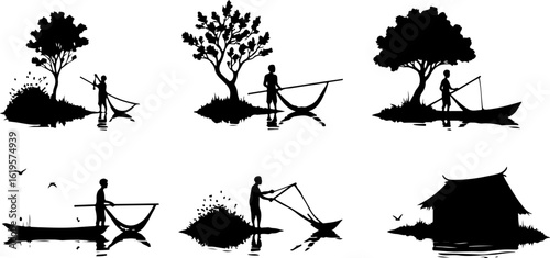 Village Life Silhouettes – Family Moments in Nature"