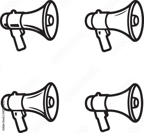 Set of  Megaphone Outline vector illustration isolated On Transparent Background
