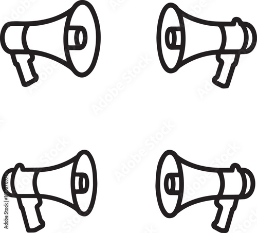 Set of  Megaphone Outline vector illustration isolated On Transparent Background