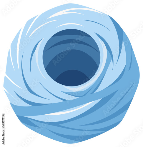 Stylized Hurricane Illustration: Swirling Winds Graphic Design in Blue