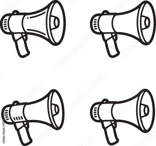 Set of  Megaphone Outline vector illustration isolated On Transparent Background