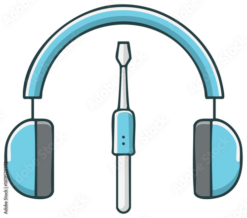 Headphones and screwdriver icon for tech support, audio repair, and DIY electronics