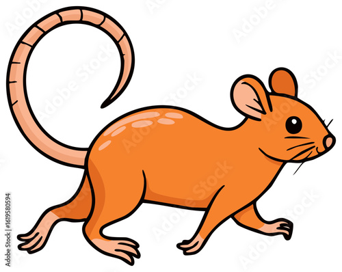 Cartoon Orange Mouse Running Sideways Cute Animal Illustration Character Design