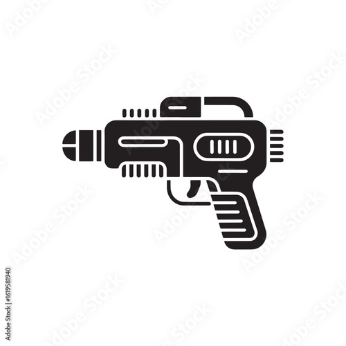 Futuristic black water blaster toy gun icon vector