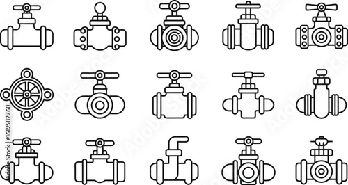 Assorted valve icons set