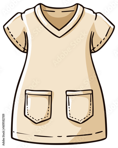 Stylized Shirt with Pockets VNeck Cartoon Style