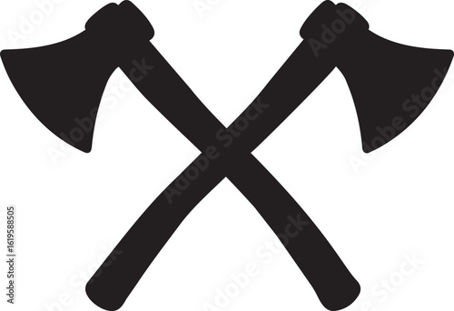 Crossed axes silhouette, axes silhouette icon, crossed axes silhouette vector isolated on white background