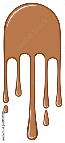 Chocolate Drips Melt in a Cartoon Style Depicting Sweet Treat Vector Illustration