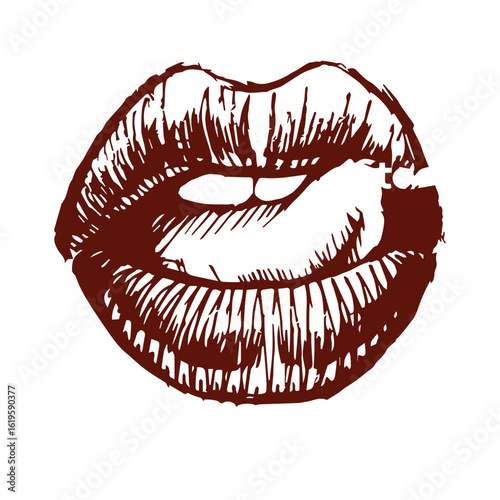 Sexy Lips Set Sketches stock illustration