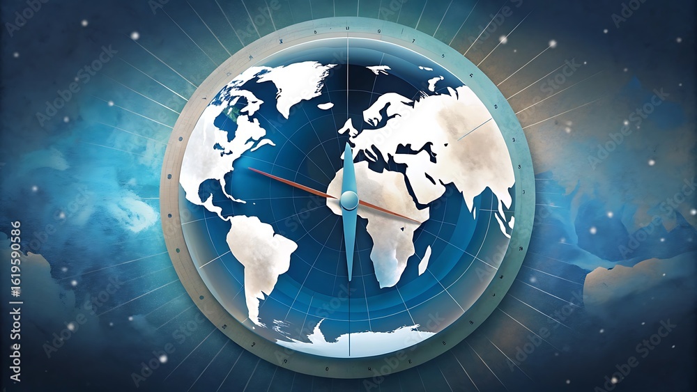 Fototapeta premium Global Clock Face With Ticking Thermometer Needle Marking Time Left