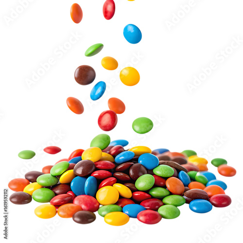 Colorful Chocolate Candies A Cascade of Sweetness on transparent background