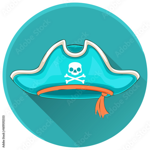 Cartoon Pirate Hat with Skull and Crossbones Emblem - Festive Costume Accessory and Party Decoration