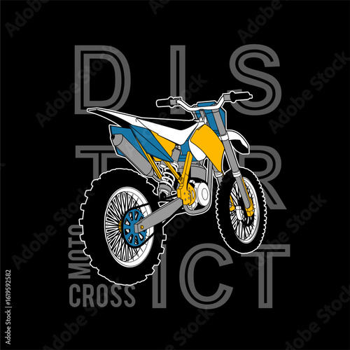 motorcycle on a black background with text