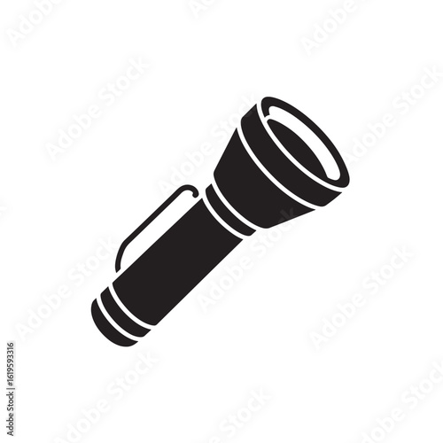 Black flashlight with handle and bands silhouette object
