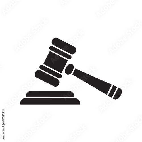 Black gavel striking sound block vector silhouette