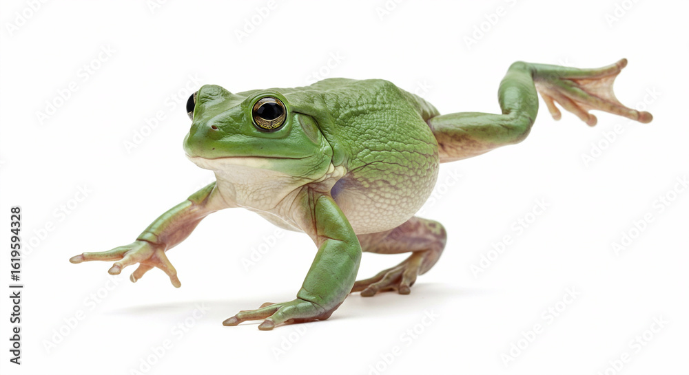Fototapeta premium A funny moment where a bullfrog scratches itself, captured with high clarity for a touch of personality.