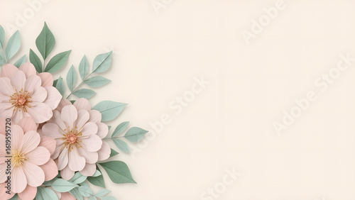 Delicate Pink Flowers and Green Leaves Arrangement.