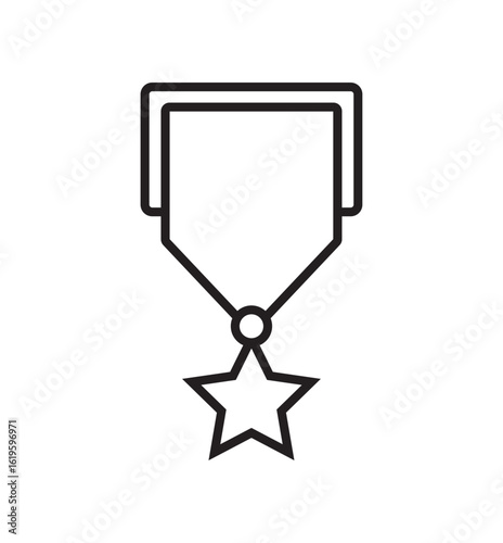 Military medal icon in black and colored style.Military honor medal icon in black and white outline style
