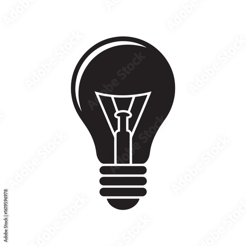 Black light bulb silhouette with internal filament detail white