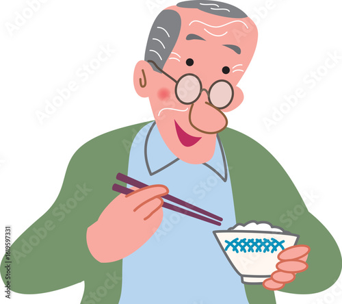 食事をするおじいちゃん

