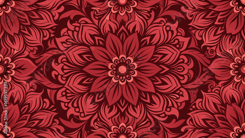 vector illustration ornate floral pattern decorative dark red color for Presentations marketing, decks, ads, books covers, Digital interfaces, print design.damask, luxury, ornament, swirl, textile, 