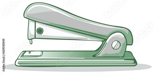 Green and Gray Stapler Office Supply Vector Illustration