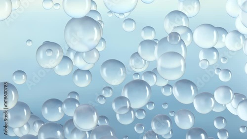 Wallpaper Mural Floating translucent bubbles rising against a soft blue gradient background. Light, airy, and abstract 3D rendering perfect for cosmetic, wellness, or clean futuristic video design concepts. Torontodigital.ca