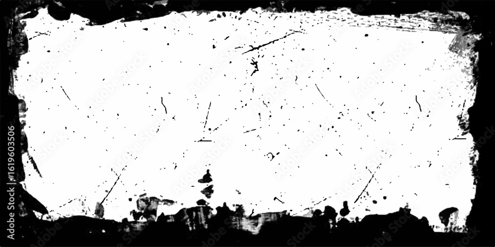 Naklejka premium black brush stokes border frame on white background Vintage Grunge Border Rectangle background with a black frame