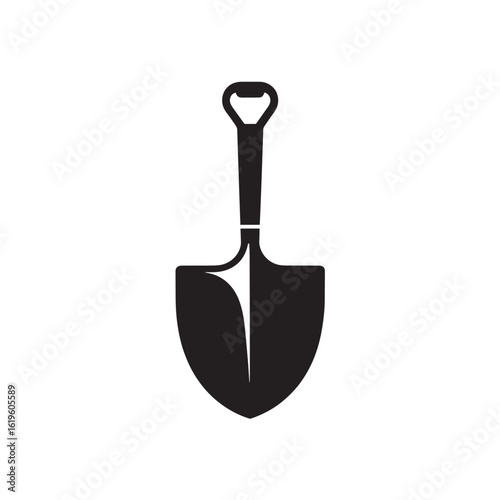 Black spade silhouette with handle and pointed blade shovel digging