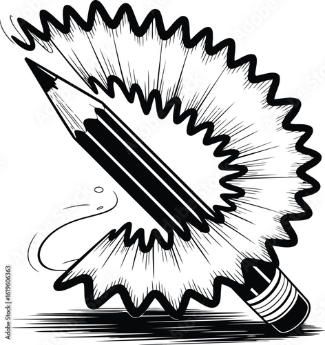 Pencil sharpening illustration vector art drawing sketch design graphic creative tool education