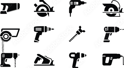 Tools icons in black set