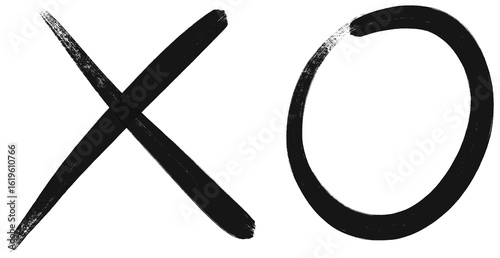 Schilderij op canvas X O Mark, Hand Drawn, Marker Textured, X, Yes, No, isolated, PNG, Doodle, Black,