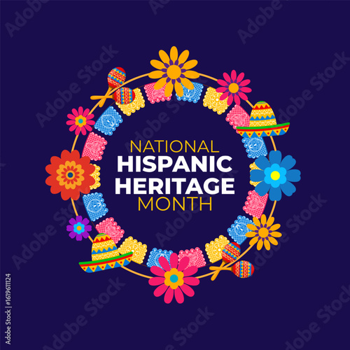 Vector illustration of National Hispanic Heritage Month social media template