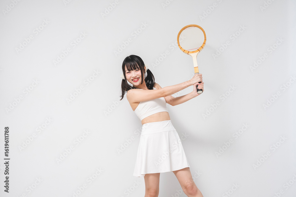 テニスウェアの女性 テニスウェアの女性