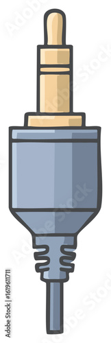 Illustration of a stereo audio jack plug in a cartoon style.