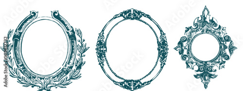 Circular round floral mandala like vintage decorative Baroque ornament elements. Drawing marble stone for fashion scarf, print, fabric design. Vector